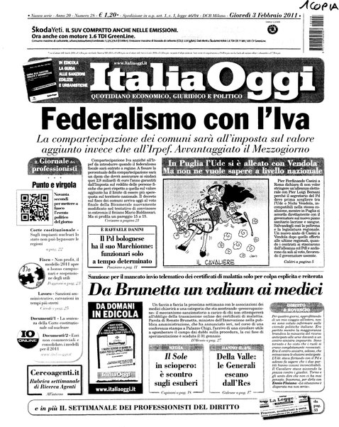 Italia oggi : quotidiano di economia finanza e politica